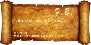 Fabriczius Béla névjegykártya