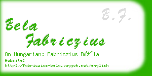 bela fabriczius business card